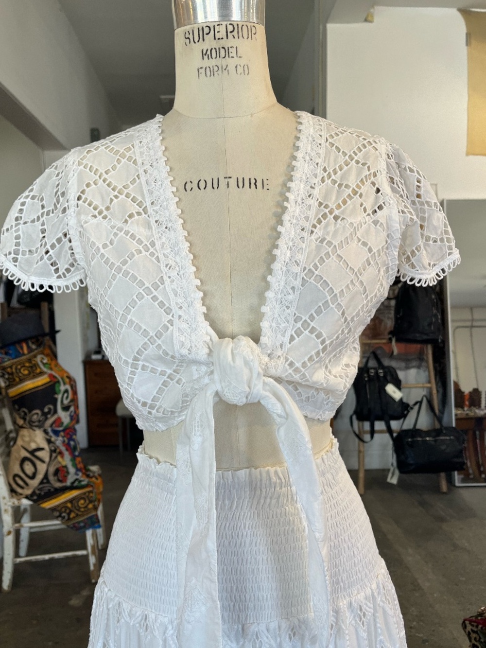 Temptation Positano Mirto Top in White with Tie-front Closure